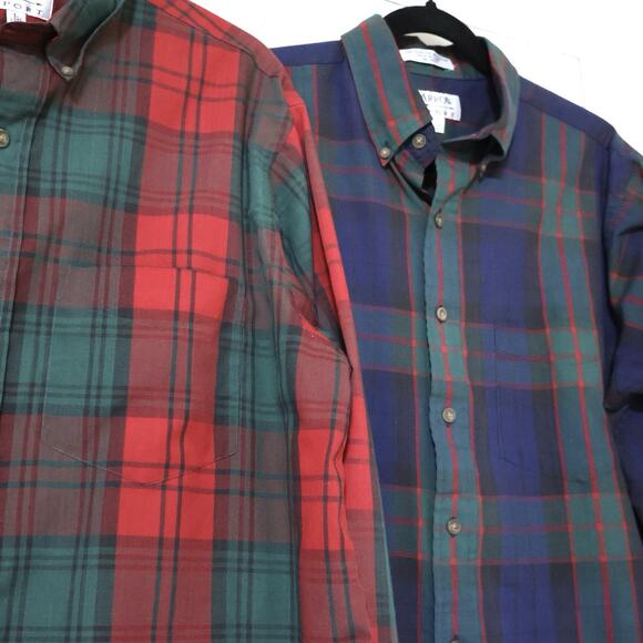 Vintage Arrow Tartan Plaid Red Green Navy Long Sleeve Button Down Shirt Lot L - Picture 2 of 8